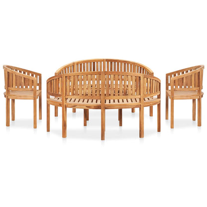 3059965 vidaXL 5 Piece Banana Garden Lounge Set Solid Teak Wood (48019+2x48021+48027)