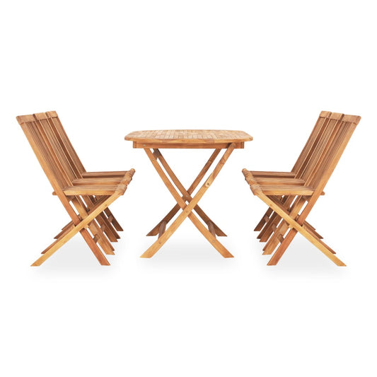 vidaXL 7 Piece Folding Outdoor Dining Set Solid Teak Wood