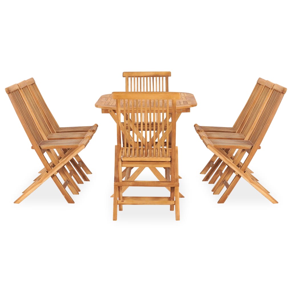 vidaXL 9 Piece Folding Outdoor Dining Set Solid Teak Wood