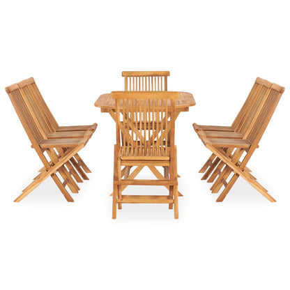 vidaXL 9 Piece Folding Outdoor Dining Set Solid Teak Wood