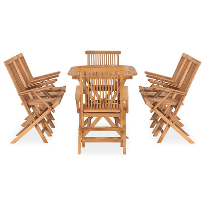 vidaXL 9 Piece Folding Outdoor Dining Set Solid Teak Wood