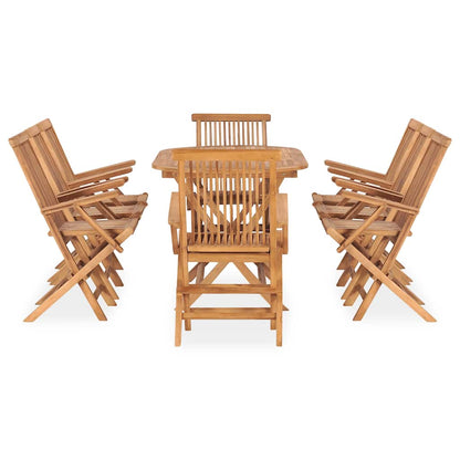 vidaXL 9 Piece Folding Outdoor Dining Set Solid Teak Wood