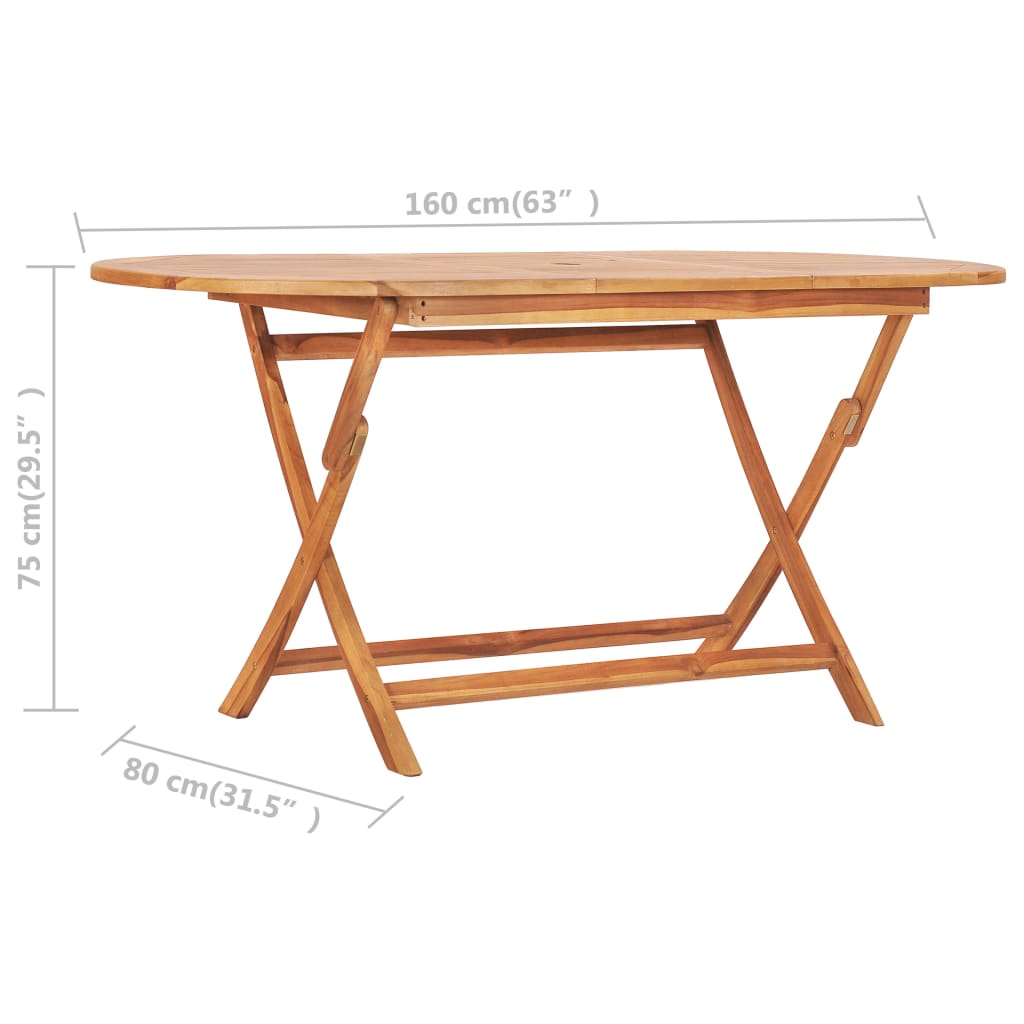 vidaXL 9 Piece Folding Outdoor Dining Set Solid Teak Wood