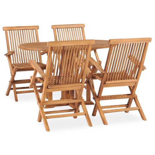 vidaXL Outdoor Dining Set | Natural Teak | Solid teak wood | Medium | Foldable