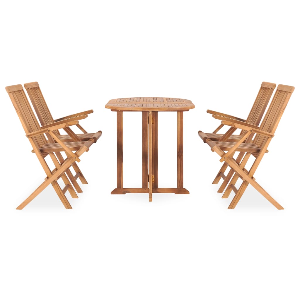 vidaXL Outdoor Dining Set | Natural Teak | Solid teak wood | Medium | Foldable