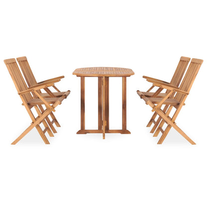 vidaXL Outdoor Dining Set | Natural Teak | Solid teak wood | Medium | Foldable