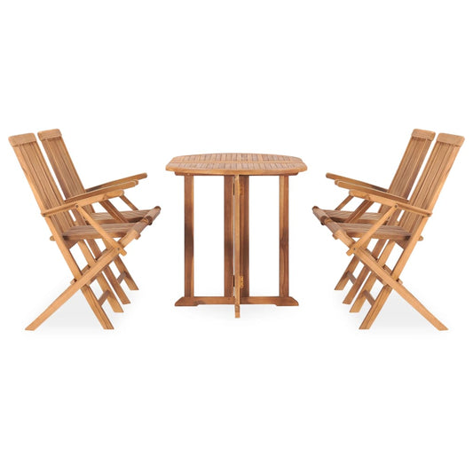 vidaXL Outdoor Dining Set | Natural Teak | Solid teak wood | Medium | Foldable