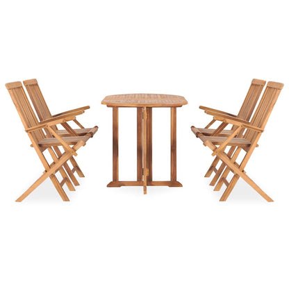 3059975 vidaXL 5 Piece Folding Outdoor Dining Set Solid Teak Wood (2x315443+49002)
