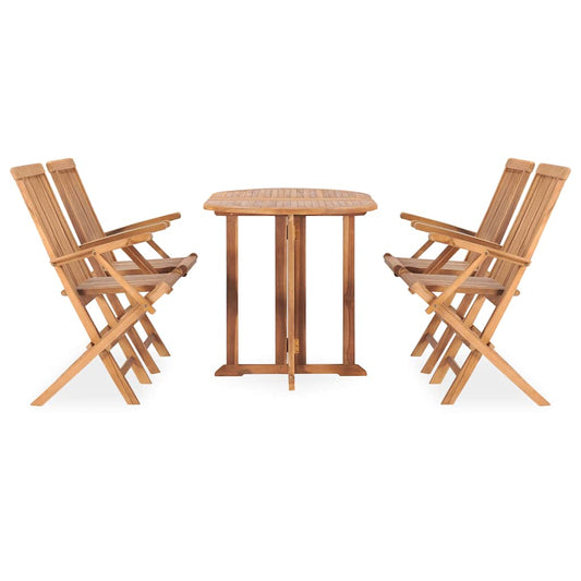 3059975 vidaXL 5 Piece Folding Outdoor Dining Set Solid Teak Wood (2x315443+49002)