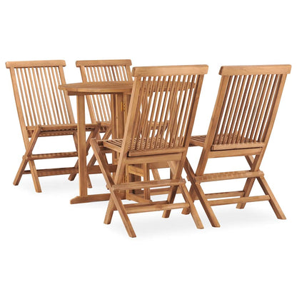 3059977 vidaXL 5 Piece Folding Outdoor Dining Set Solid Teak Wood (315442+315446)
