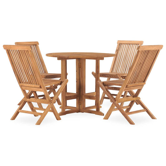 3059977 vidaXL 5 Piece Folding Outdoor Dining Set Solid Teak Wood (315442+315446)