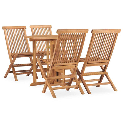 3059979 vidaXL 5 Piece Folding Outdoor Dining Set Solid Teak Wood (315442+315447)