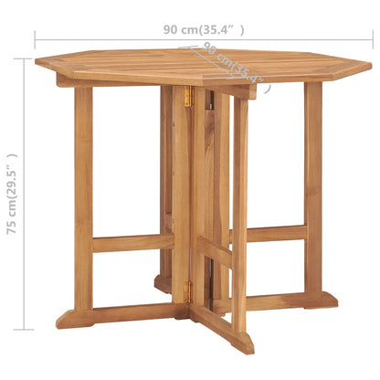vidaXL Outdoor Dining Set | Natural Teak | 5 Piece | Folding | Round