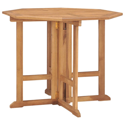 vidaXL Outdoor Dining Set | Natural Teak | 5 Piece | Folding | Round