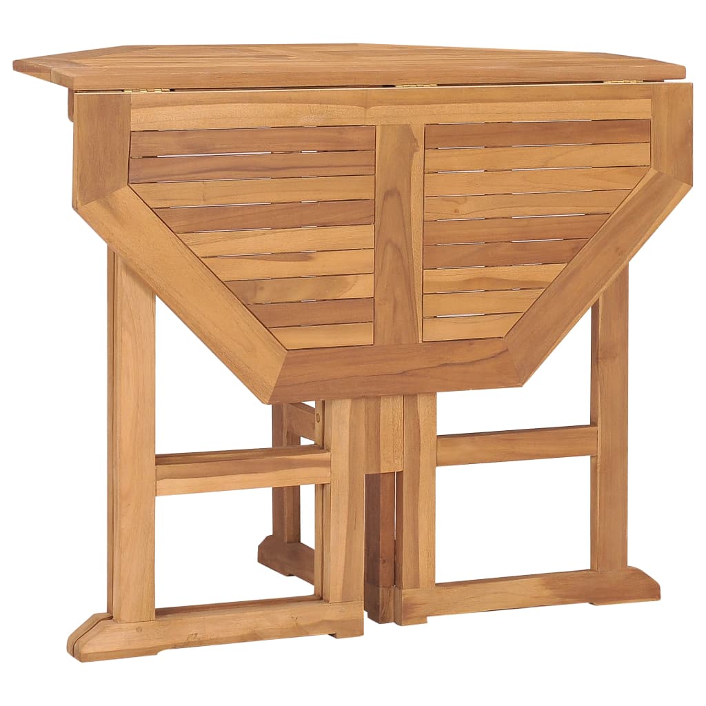 vidaXL Outdoor Dining Set | Natural Teak | 5 Piece | Folding | Round