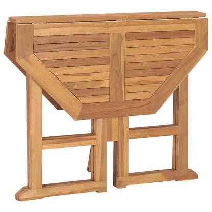 vidaXL Outdoor Dining Set | Natural Teak | 5 Piece | Folding | Round