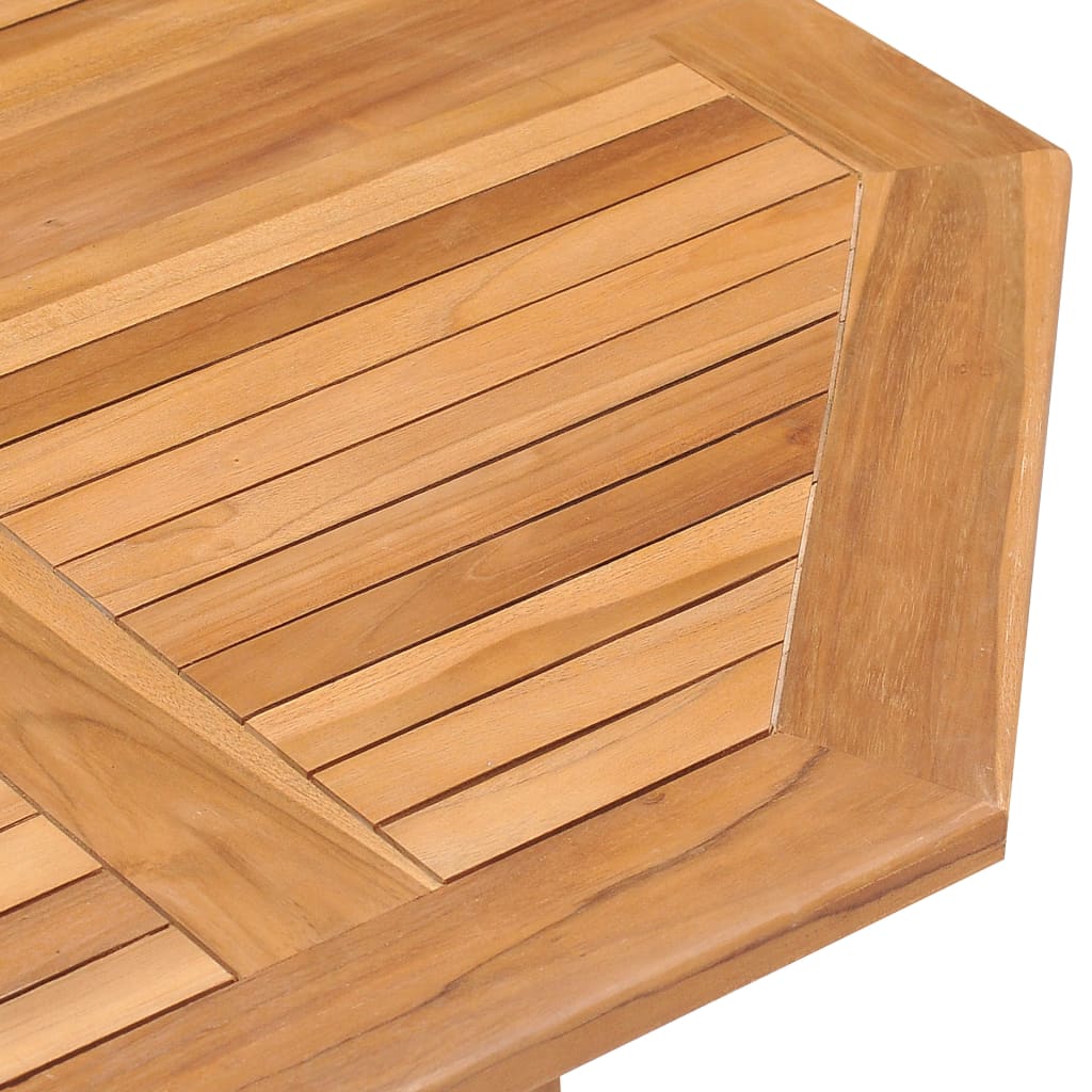 vidaXL Outdoor Dining Set | Natural Teak | 5 Piece | Folding | Round