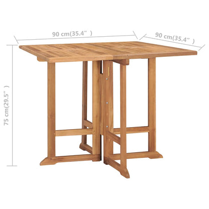 3059981 vidaXL 5 Piece Folding Outdoor Dining Set Solid Teak Wood (315442+315448)