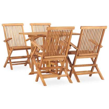 3059982 vidaXL 5 Piece Folding Outdoor Dining Set Solid Teak Wood (2x315443+315448)