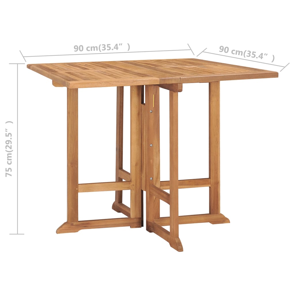 3059982 vidaXL 5 Piece Folding Outdoor Dining Set Solid Teak Wood (2x315443+315448)