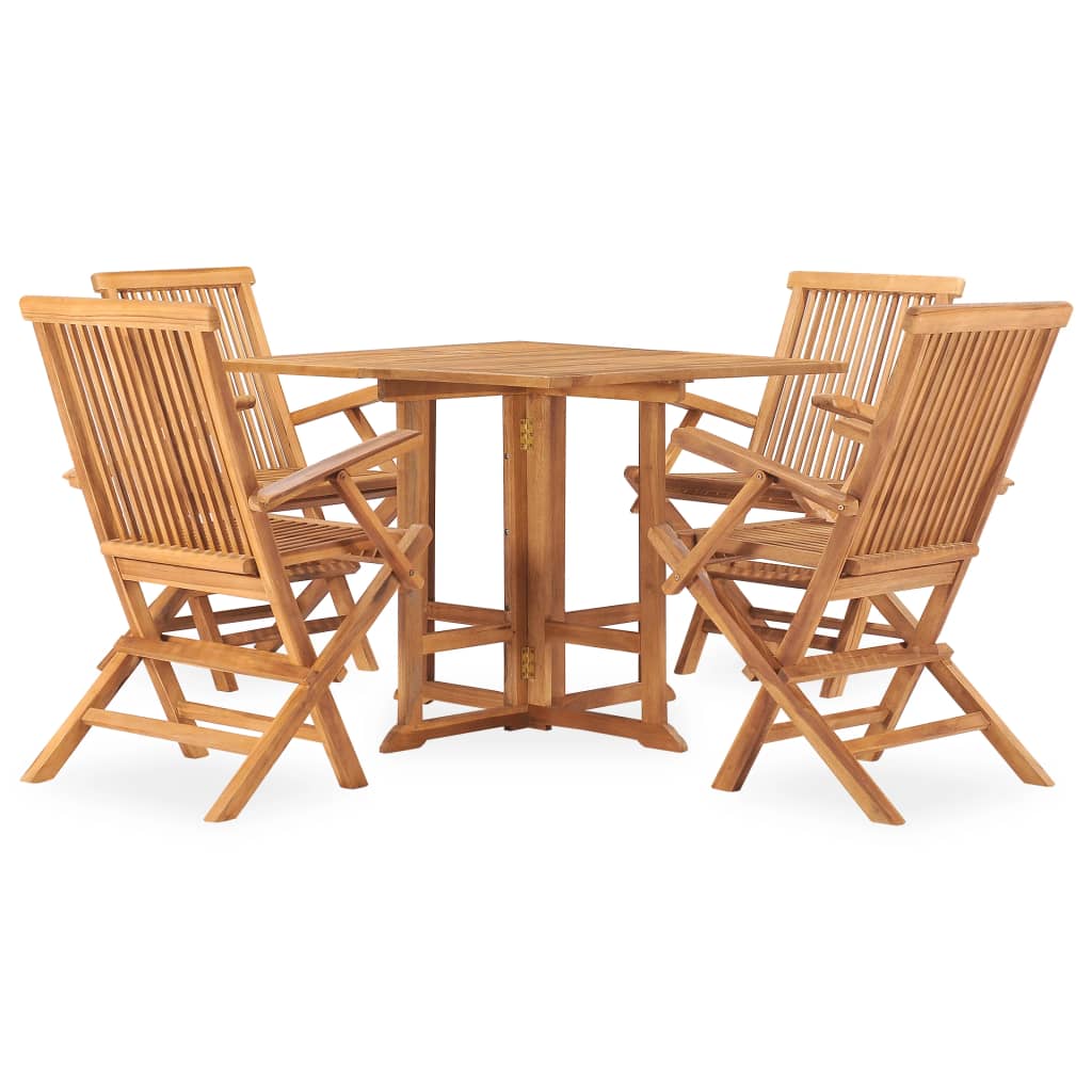 3059982 vidaXL 5 Piece Folding Outdoor Dining Set Solid Teak Wood (2x315443+315448)