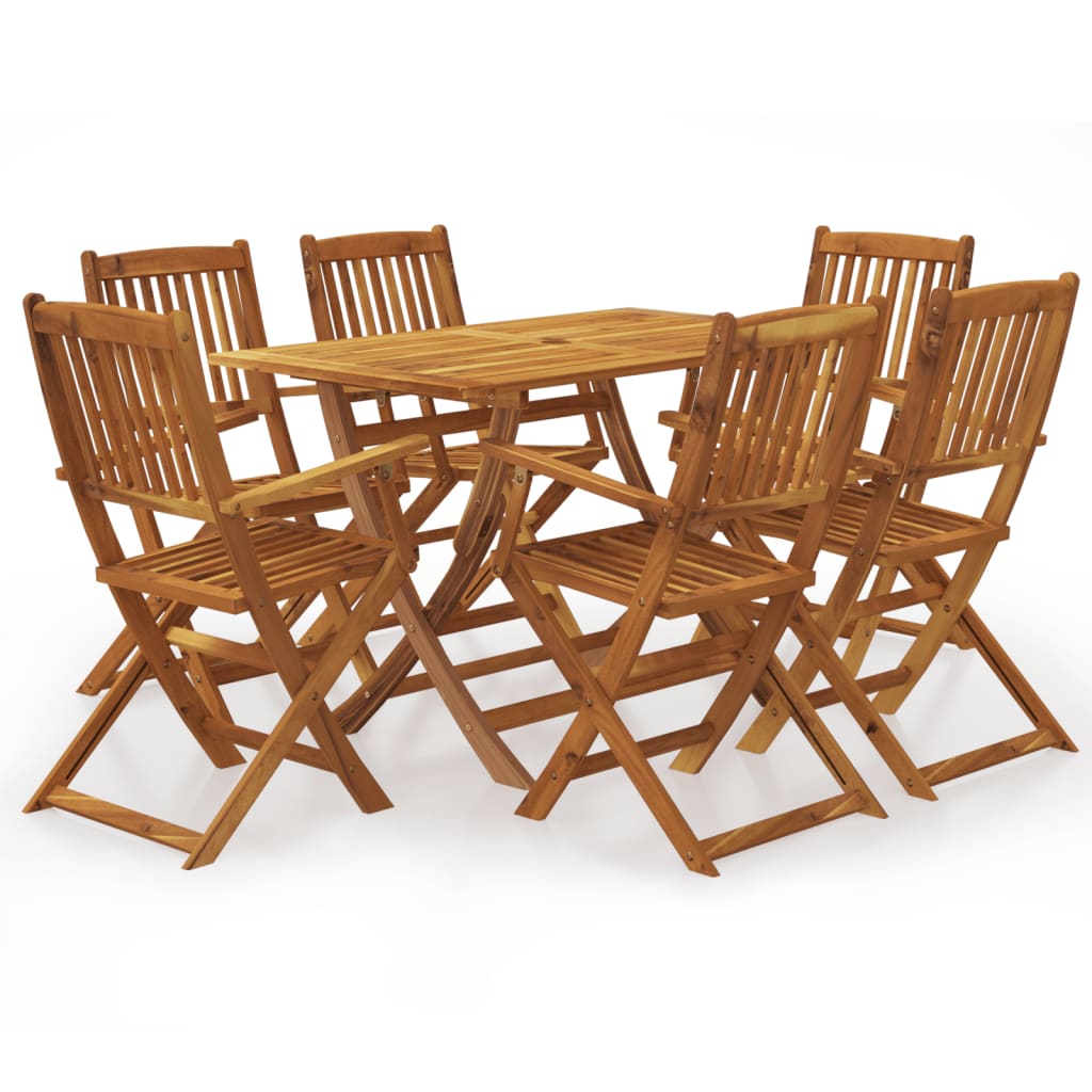 vidaXL Dining Set | Brown | Solid Acacia wood | Medium |  Foldable