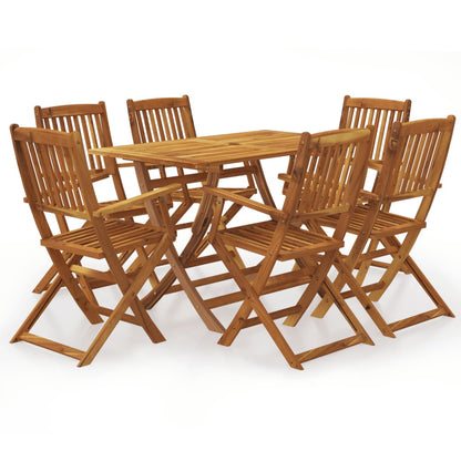 vidaXL Dining Set | Brown | Solid Acacia wood | Medium |  Foldable
