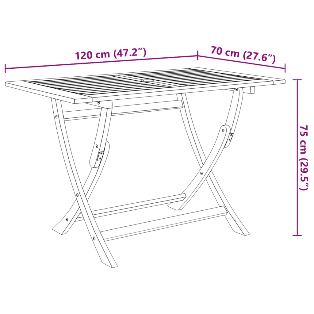 vidaXL Dining Set | Brown | Solid Acacia wood | Medium |  Foldable