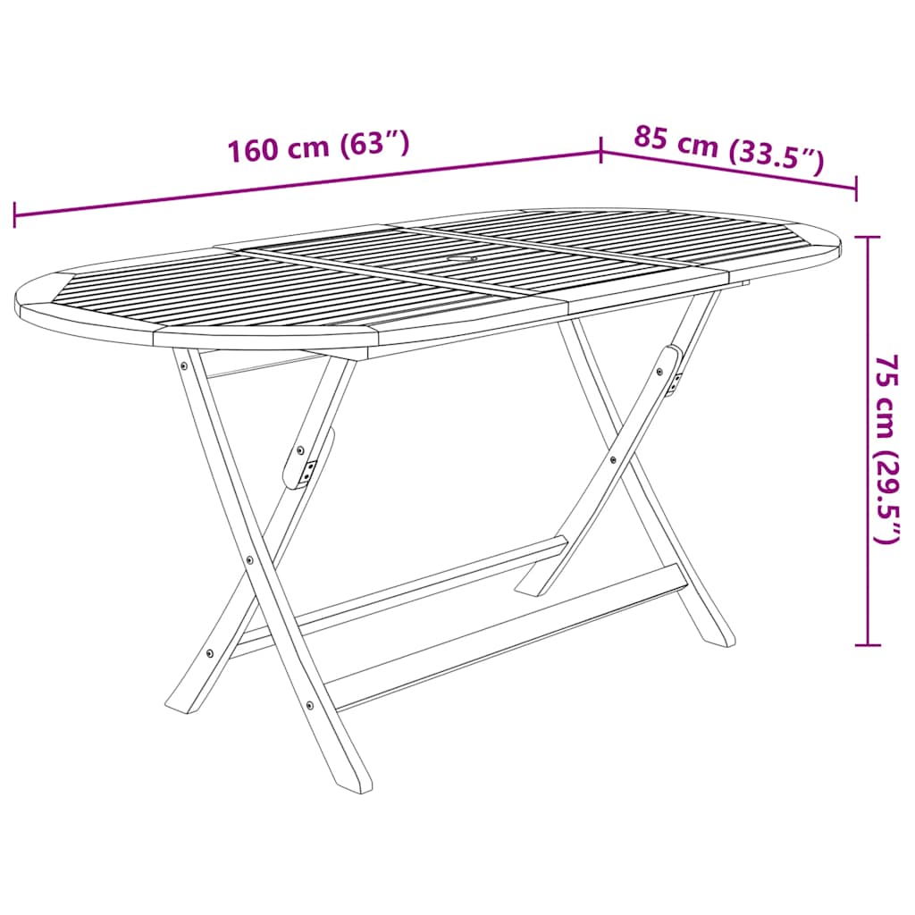 vidaXL 7 Piece Folding Garden Dining Set Solid Acacia Wood