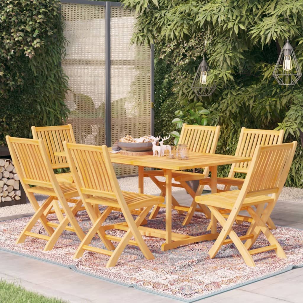 vidaXL 7 Piece Garden Dining Set Solid Teak Wood