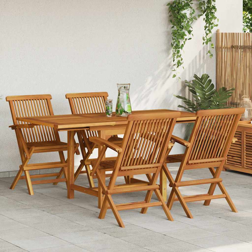 vidaXL Garden Dining Set | Warm brown | Fine sanded teak hardwood | Foldable