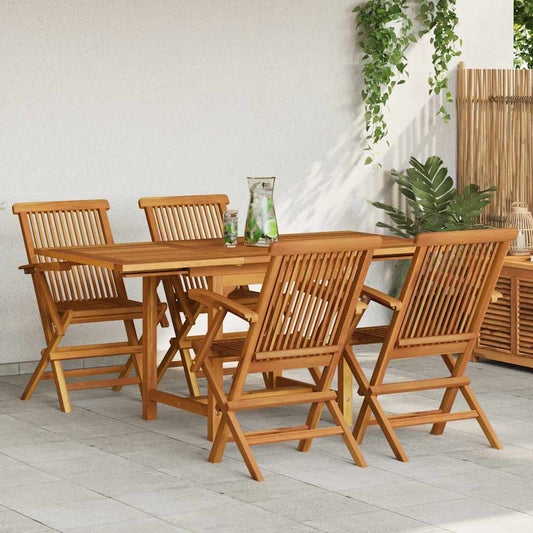 vidaXL Garden Dining Set | Warm brown | Fine sanded teak hardwood | Foldable