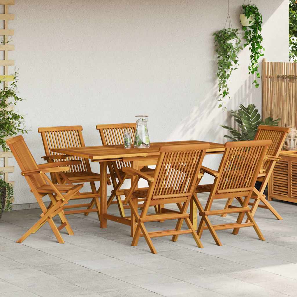 vidaXL 7 Piece Garden Dining Set Solid Teak Wood