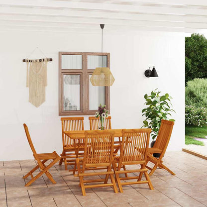 vidaXL 7 Piece Garden Dining Set Solid Teak Wood