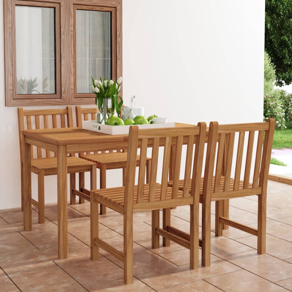 vidaXL Garden Dining Set | Warm wood color | Fine sanded teak hardwood | Medium