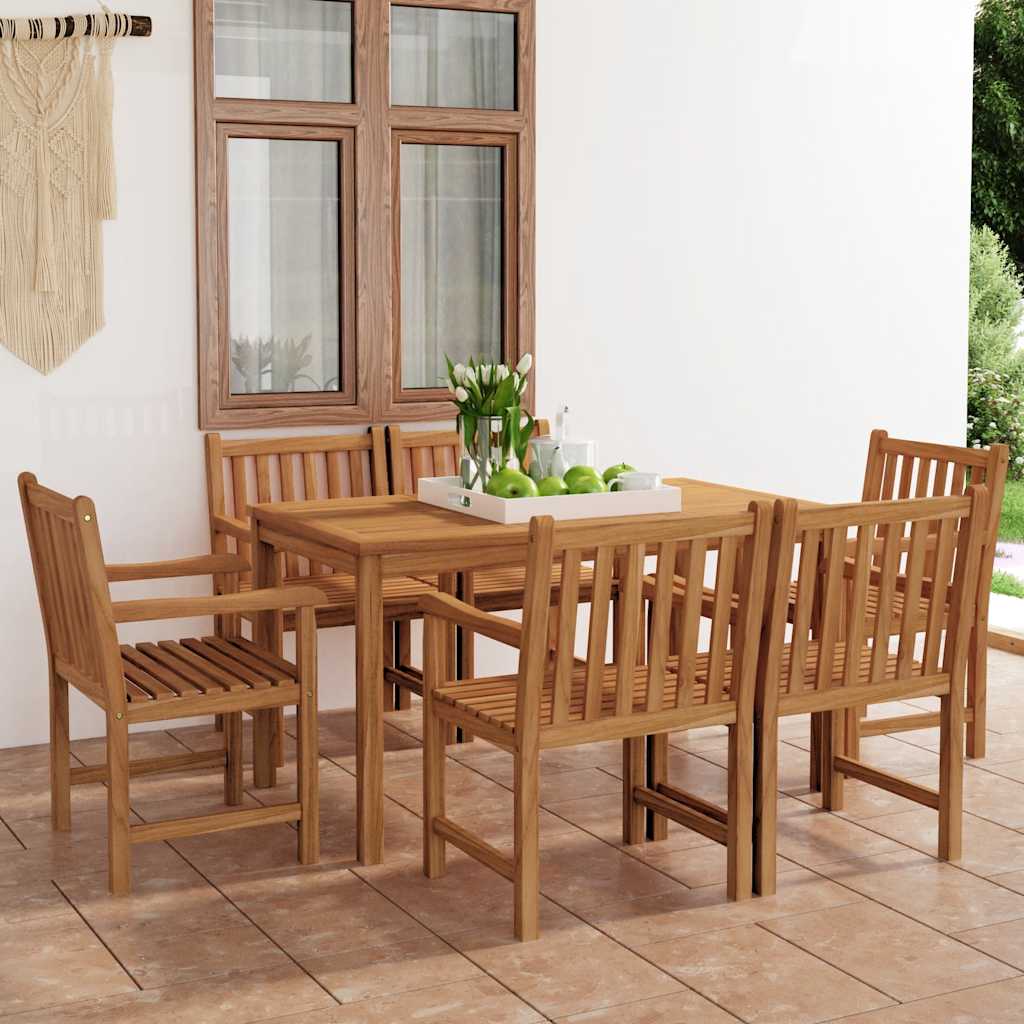 vidaXL 7 Piece Garden Dining Set 140x80 cm Solid Teak Wood