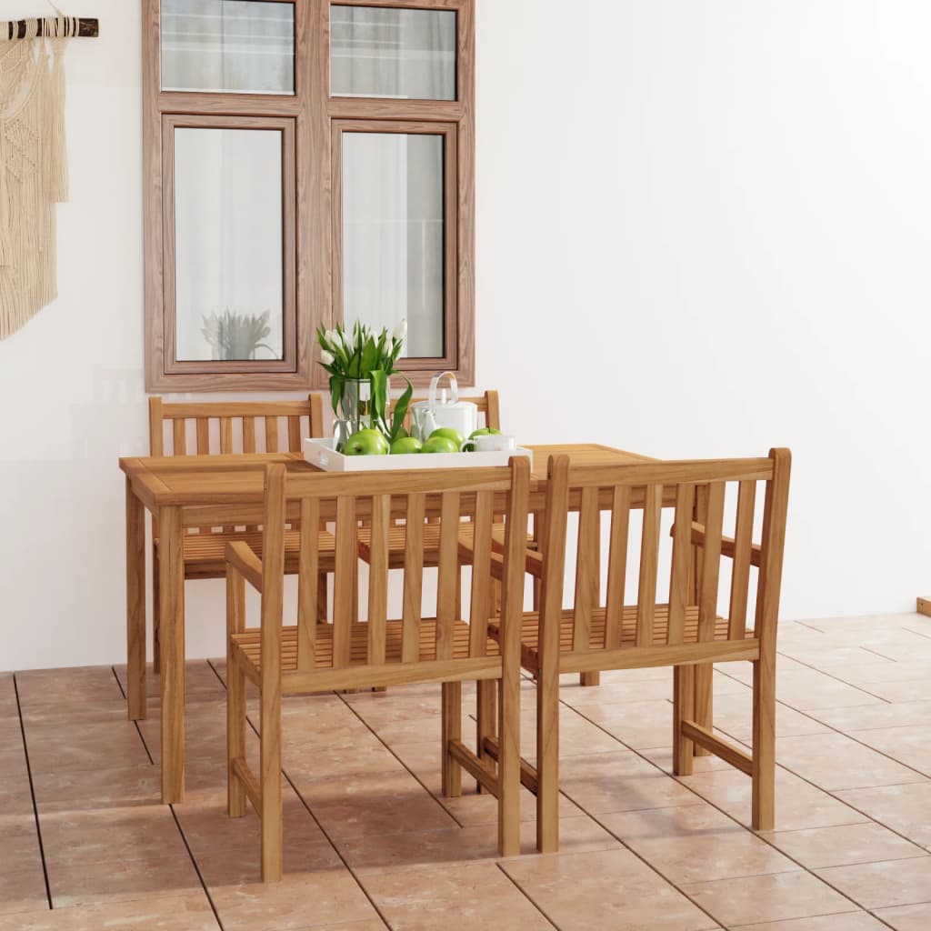 vidaXL 5 Piece Garden Dining Set 150x90 cm Solid Teak Wood
