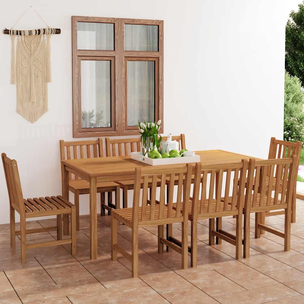 vidaXL 9 Piece Garden Dining Set 180x90 cm Solid Teak Wood