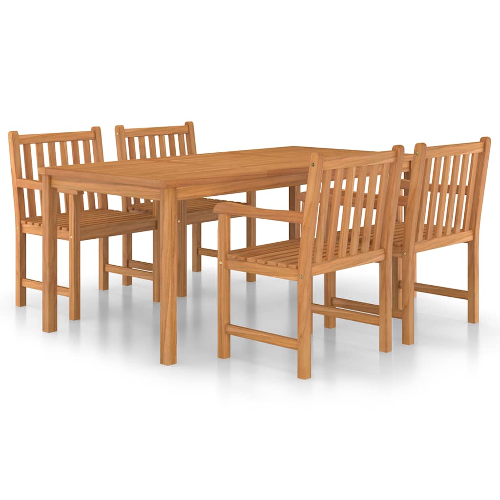 vidaXL 5 Piece Garden Dining Set 180x90 cm Solid Teak Wood