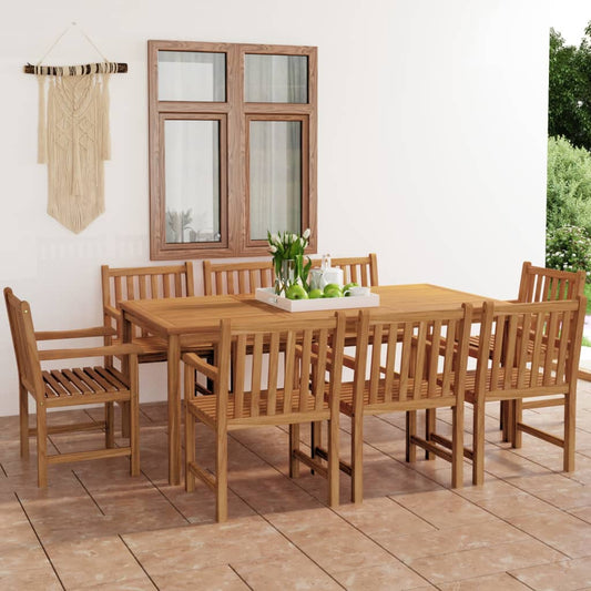 vidaXL 9 Piece Garden Dining Set 200x100 cm Solid Teak Wood