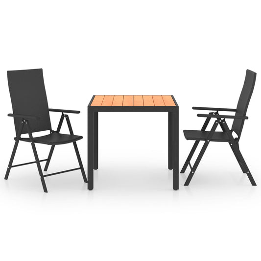 vidaXL Dining Set | Black and Brown | PE rattan, WPC, Aluminium | Compact