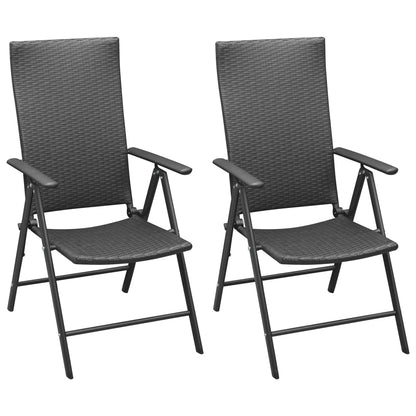 vidaXL Dining Set | Black | Aluminium, PE Rattan, WPC | Medium | Foldable