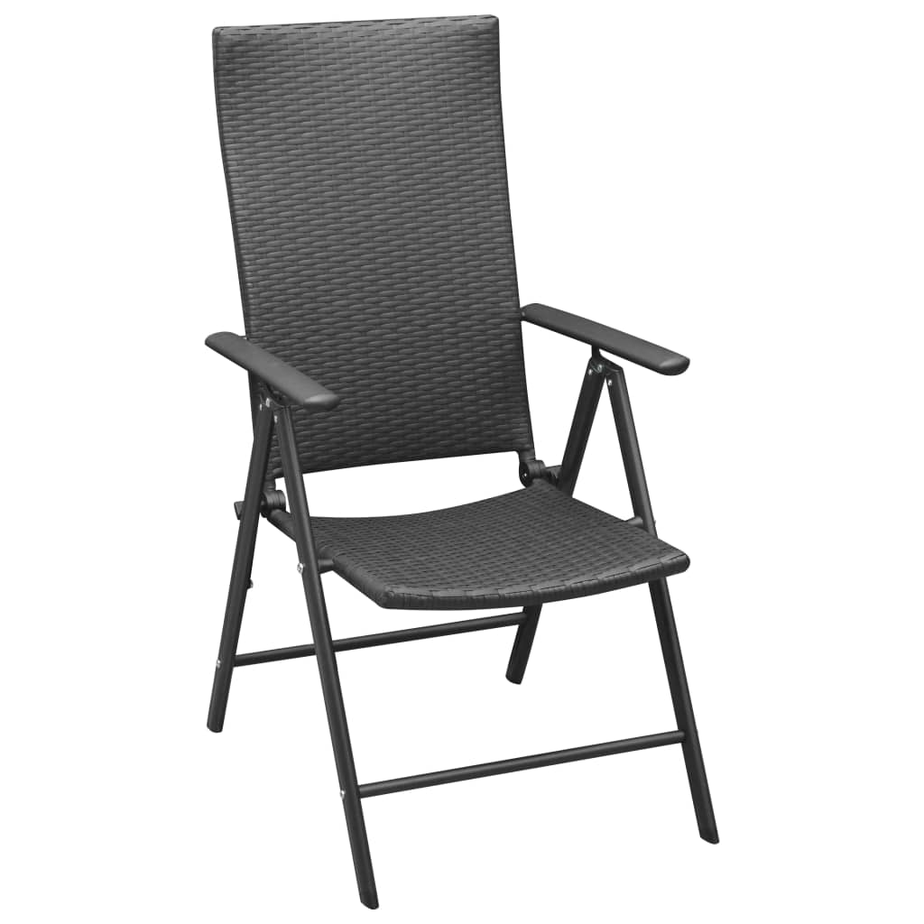 vidaXL Dining Set | Black | Aluminium, PE Rattan, WPC | Medium | Foldable