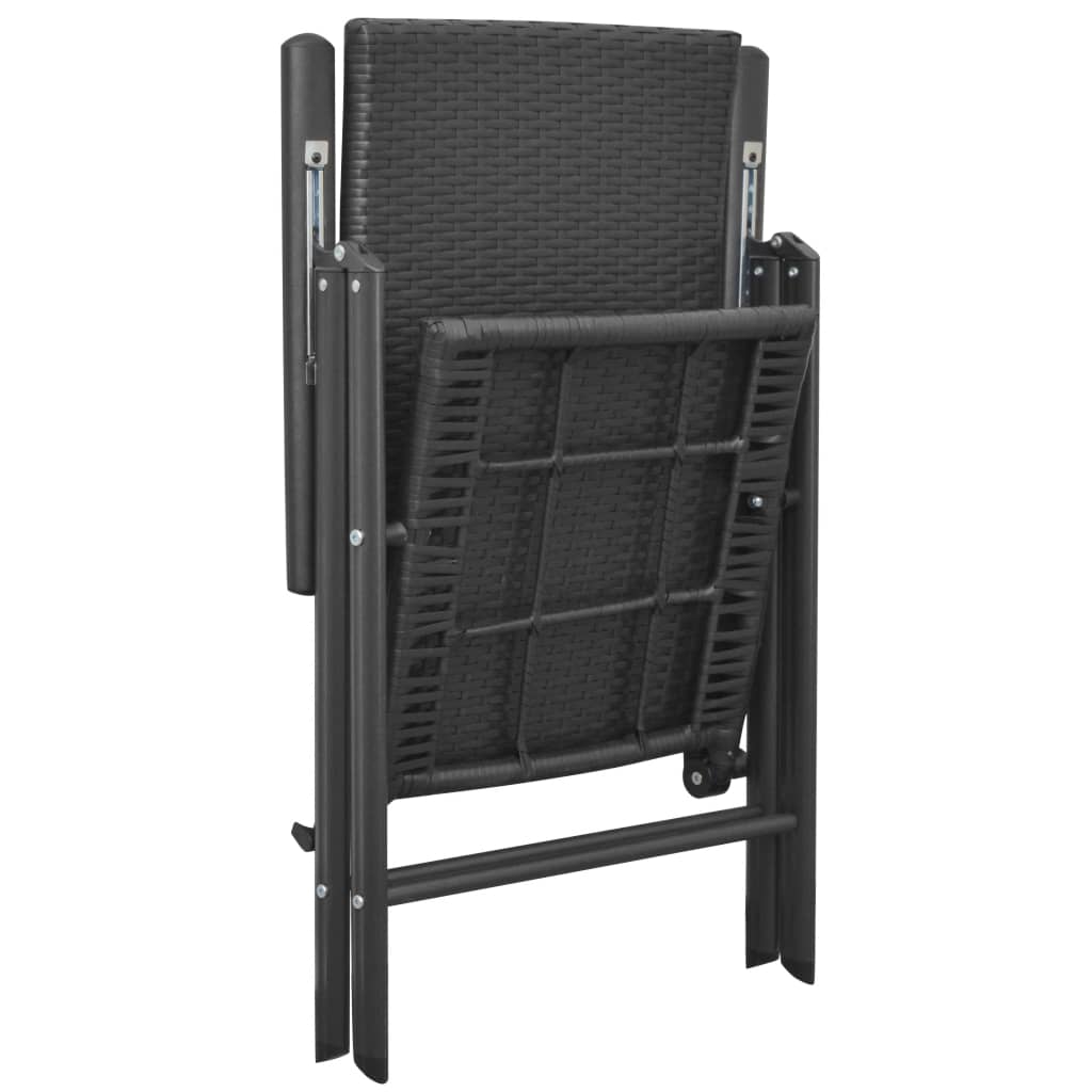 vidaXL Dining Set | Black | Aluminium, PE Rattan, WPC | Medium | Foldable