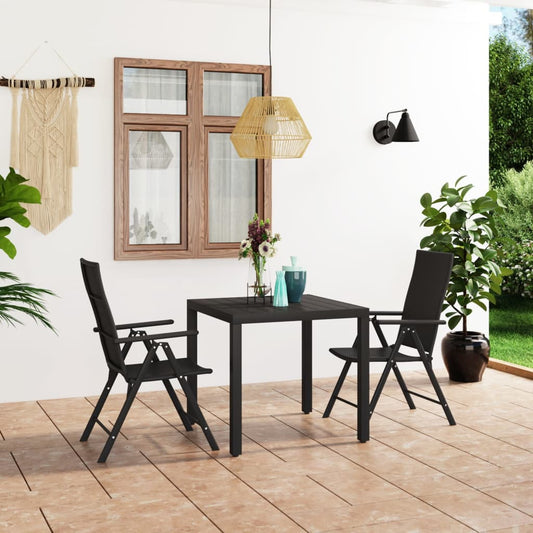 vidaXL Dining Set | Black | Aluminium, PE Rattan, WPC | Medium | Foldable
