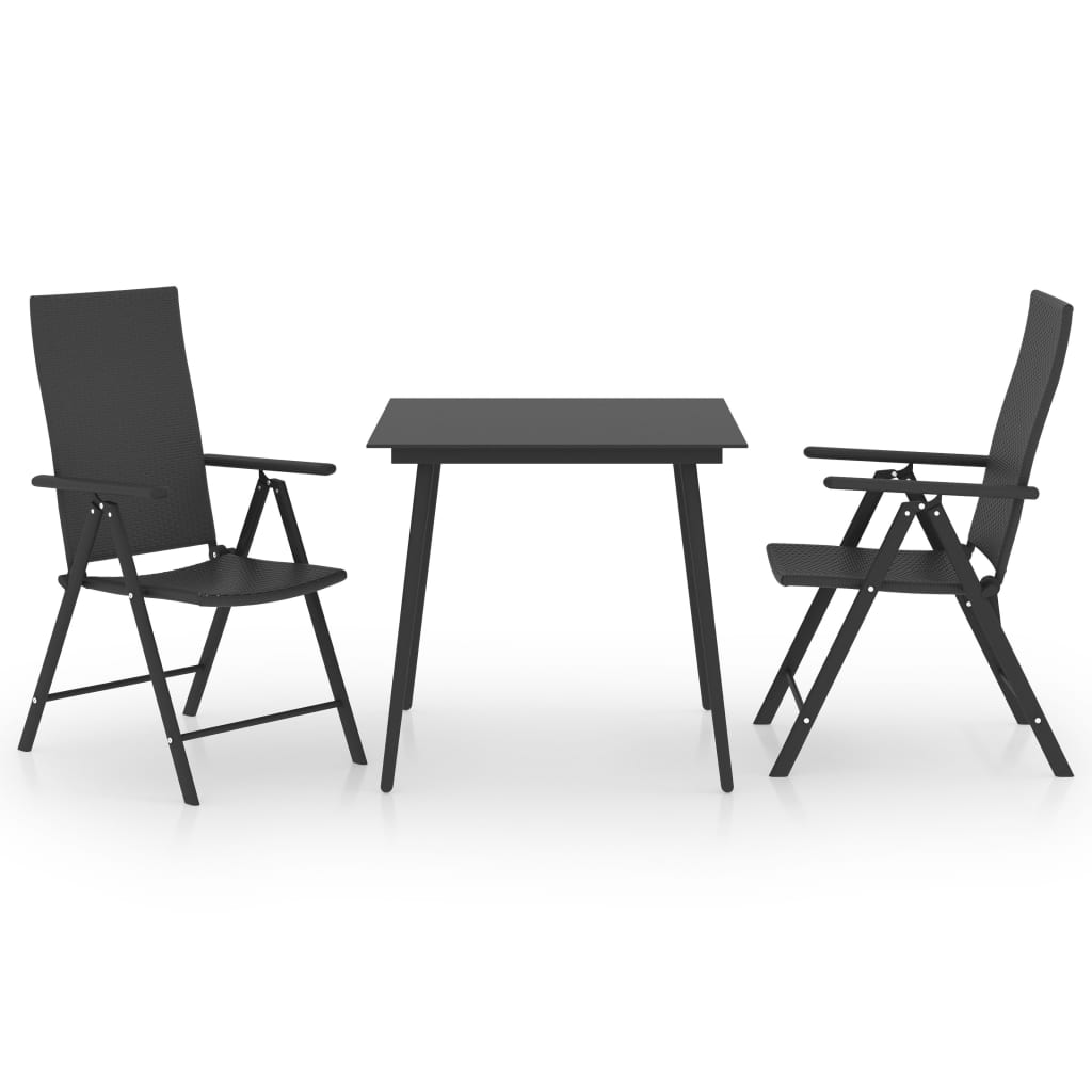 vidaXL Dining Set | Black | PE Rattan | Standard | Adjustable Armrests