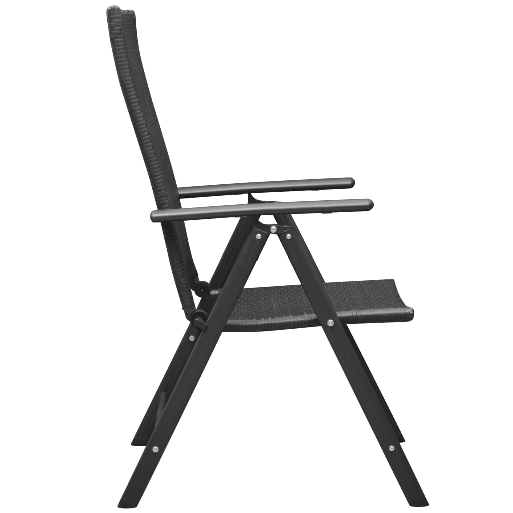 vidaXL Dining Set | Black | PE Rattan | Standard | Adjustable Armrests