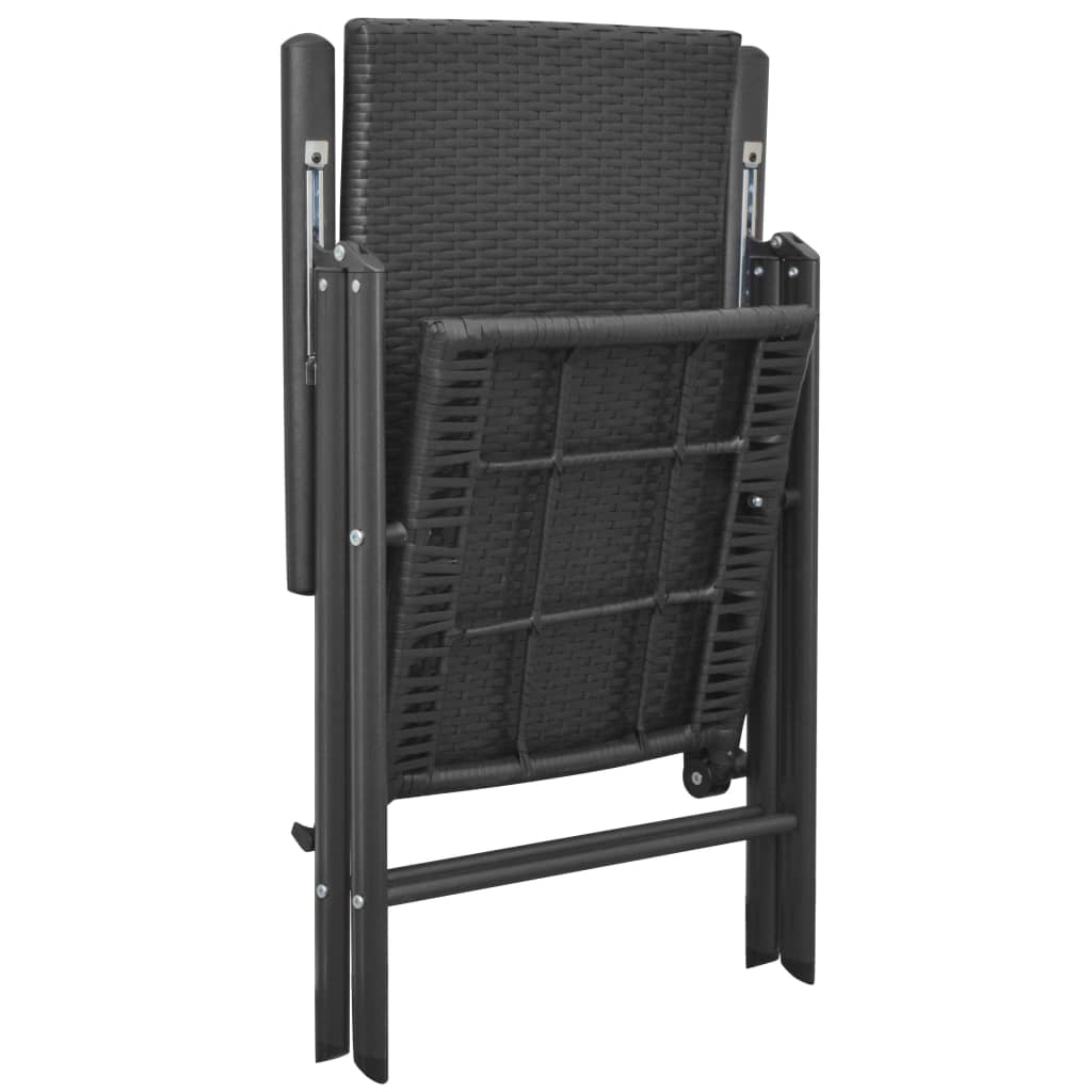 vidaXL Dining Set | Black | PE Rattan | Standard | Adjustable Armrests