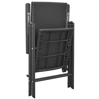 vidaXL Dining Set | Black | PE Rattan | Standard | Adjustable Armrests