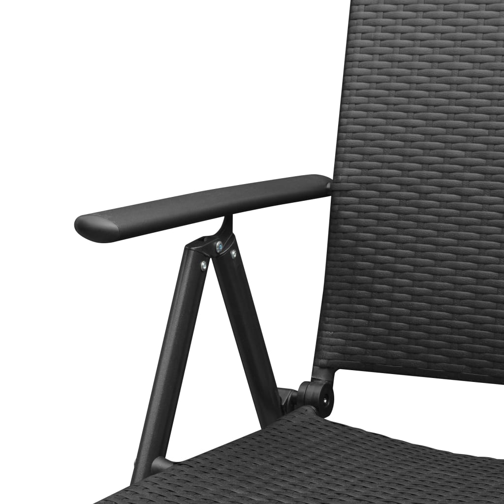 vidaXL Dining Set | Black | PE Rattan | Standard | Adjustable Armrests